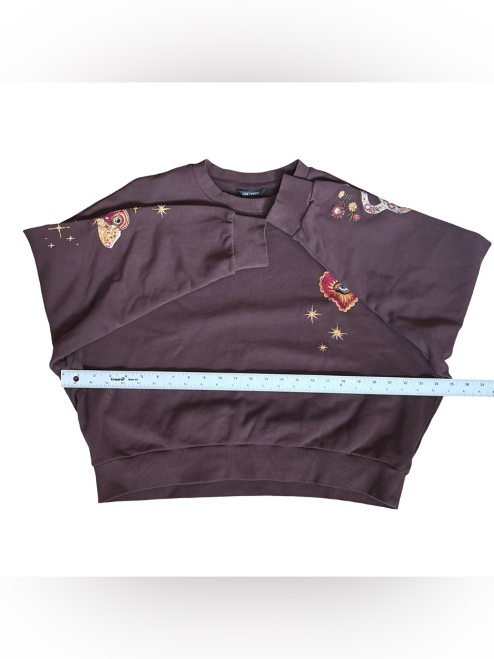 Anthropolgie Driftwood Hallucination Teddy Brown Embroidery Sweatshirt Size S - Picture 12 of 14